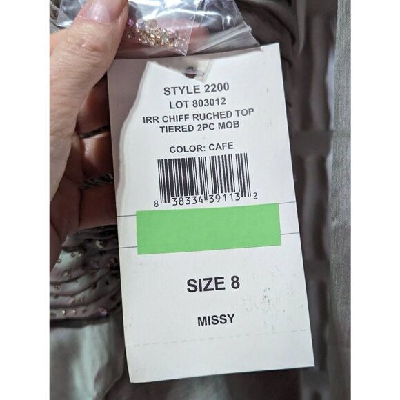 Ignite Evenings by Carol Lin Womens Iridescent Green Sequin Gown & Jacket 8 NWT - Picture 5 of 12